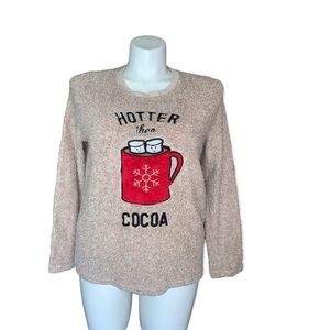 Secret Treasures SleepWear Cozy Sweater Hotter Then Cocoa Shirt, Size L (12-14)